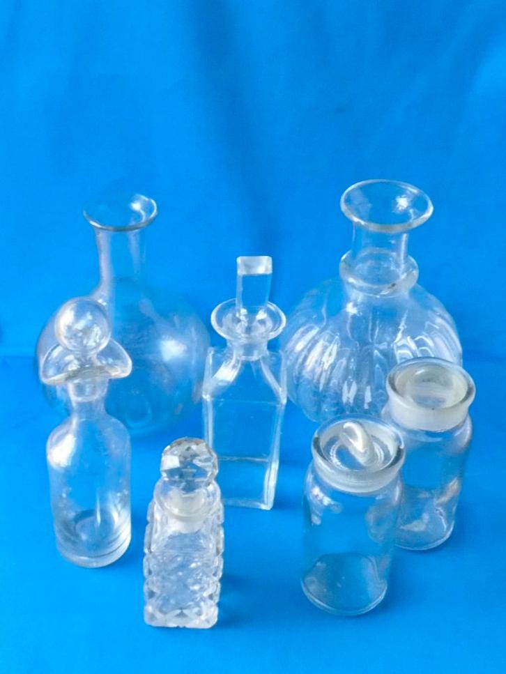 Zeven karaffen en stopflessen., Antiek en Kunst, Antiek | Glas en Kristal, Ophalen of Verzenden