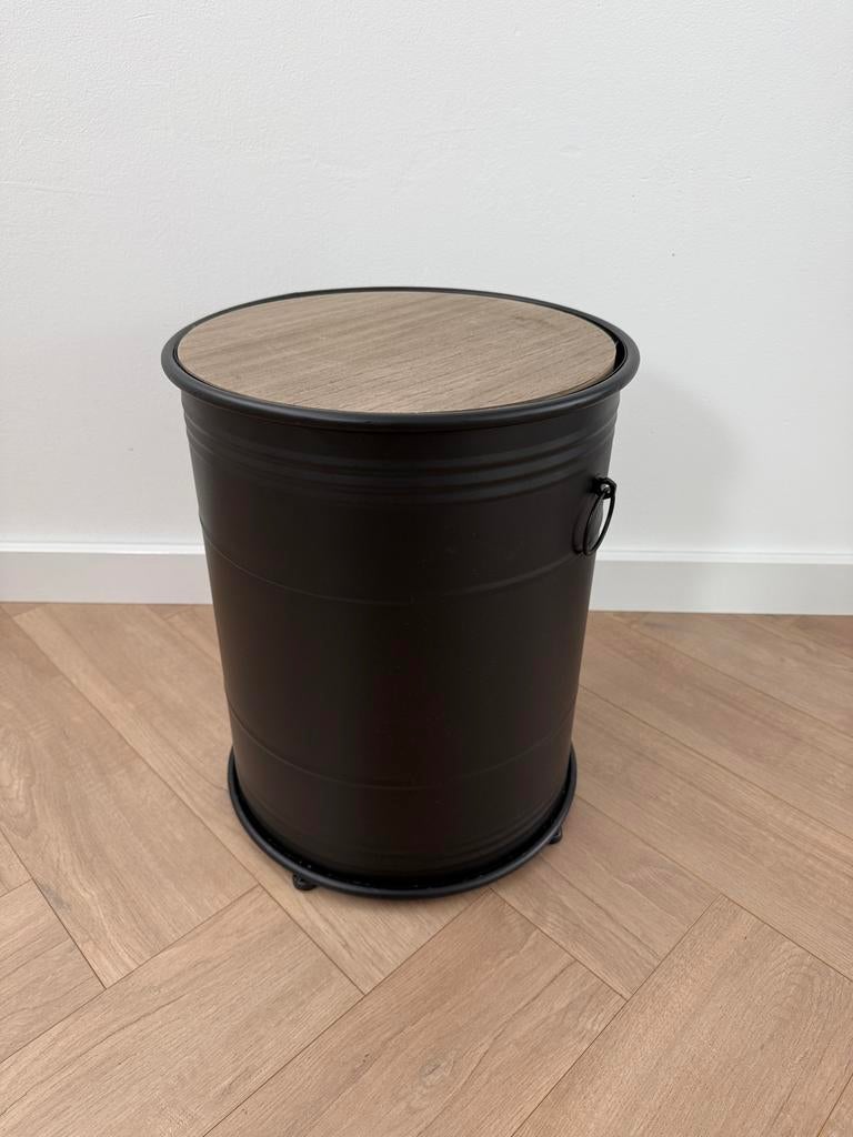 Opbergton en bijzettafel industrieel, Ophalen, Zo goed als nieuw