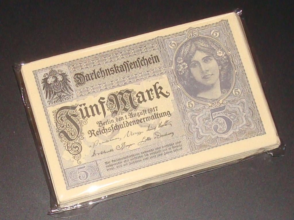 Duitsland : 100 x 5 Duitse Mark 1917, Postzegels en Munten, Bankbiljetten | Europa | Niet-Eurobiljetten, Ophalen of Verzenden