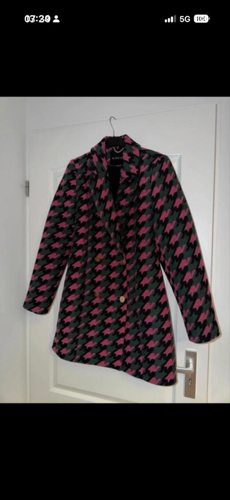 Nikkie blazer maat 40 - Groen, roze, zwart pied-de-poule, Kleding | Dames, Jassen | Winter, Ophalen of Verzenden, Zo goed als nieuw