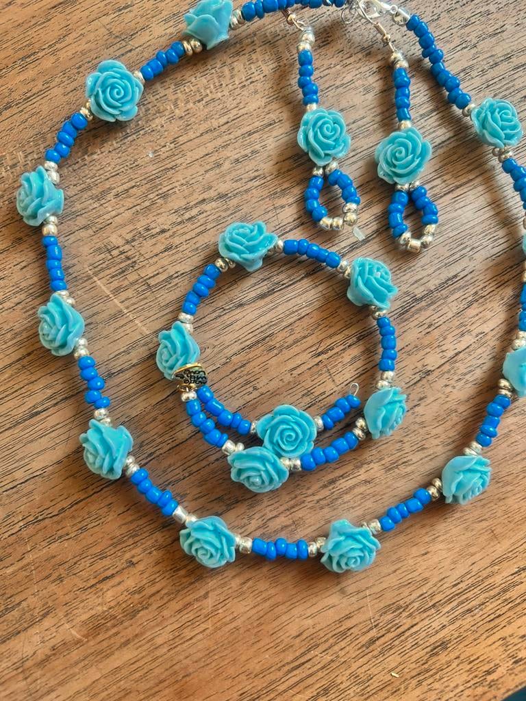 Lief sieraden setje armband oorbellen en ketting,, Sieraden, Tassen en Uiterlijk, Kettingen, Verzenden, Nieuw, Blauw, Overige materialen