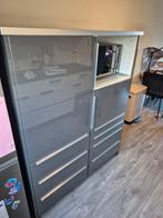 Hoogglans Antraciet Keukenkast met Inbouwruimte en Lades, Ophalen, Gebruikt, 100 tot 150 cm, Grijs
