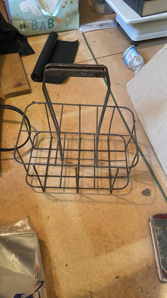 Vintage metalen melkflessen rekje, Antiek en Kunst, Ophalen of Verzenden