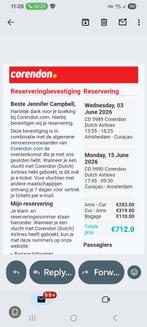 Retour ticket Amsterdam-Curacao, Tickets en Kaartjes, Kortingen en Cadeaubonnen, Eén persoon, Overige soorten