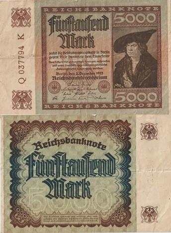 DUITSLAND 1922 5000 mark #81b VG, Postzegels en Munten, Bankbiljetten | Europa | Niet-Eurobiljetten, Verzenden, Duitsland, Los biljet