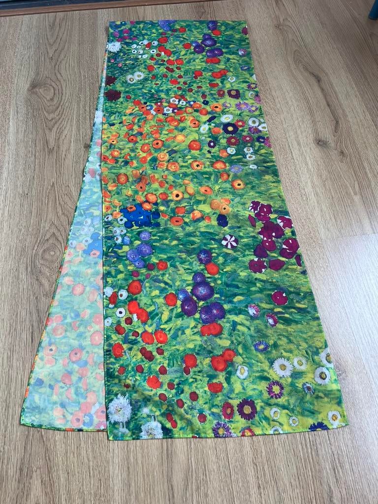 Articone kleurrijk dunne lange sjaal bloemen gustav klimt, Maat 46/48 (XL) of groter, Ophalen of Verzenden, Zo goed als nieuw
