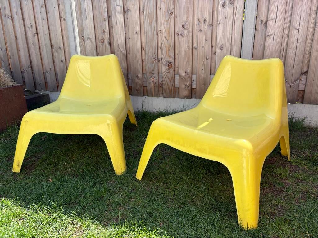 IKEA Vago Tuinstoelen - Geel (2 stuks), Tuin en Terras, Tuinstoelen, Ophalen, Gebruikt, Kunststof, Stapelbaar