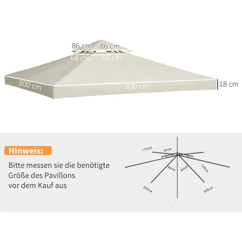 Paviljoen dak 3x3m - Beige vervangende doek tentzijl, Minder dan 4 meter, Nieuw, Paviljoen, 2 meter of meer
