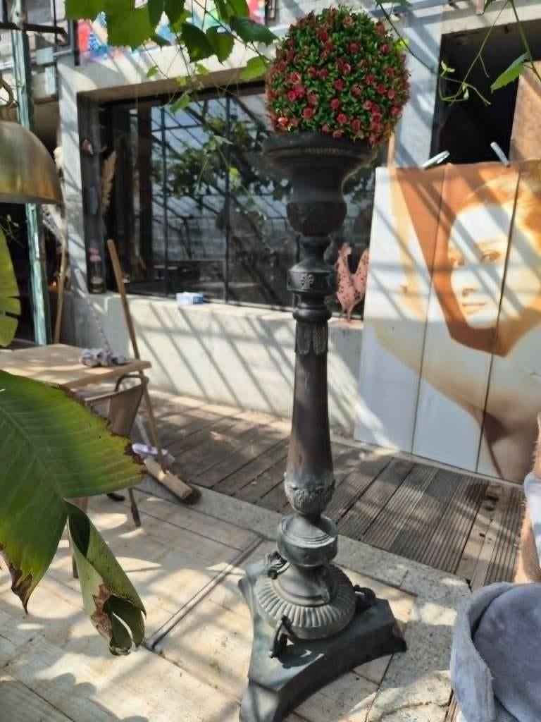 koperen grote en zware kandelaar, Antiek en Kunst, Ophalen, Koper of Brons