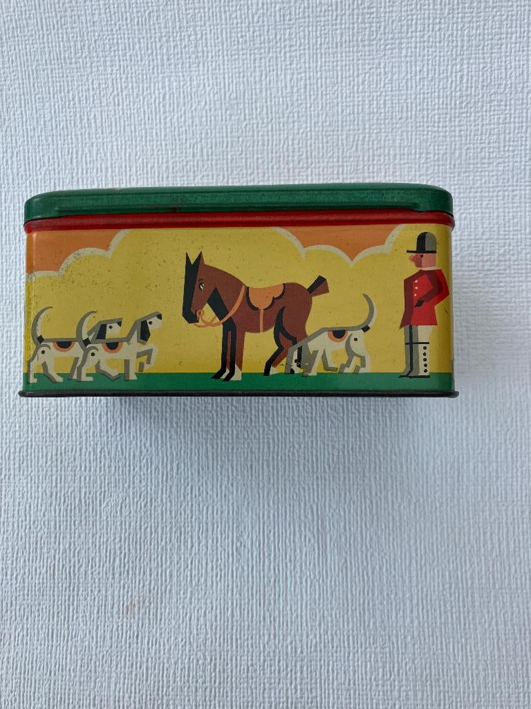 Oud blik jachtmotief, Verzamelen, Blikken, Ophalen of Verzenden, Gebruikt, Overige