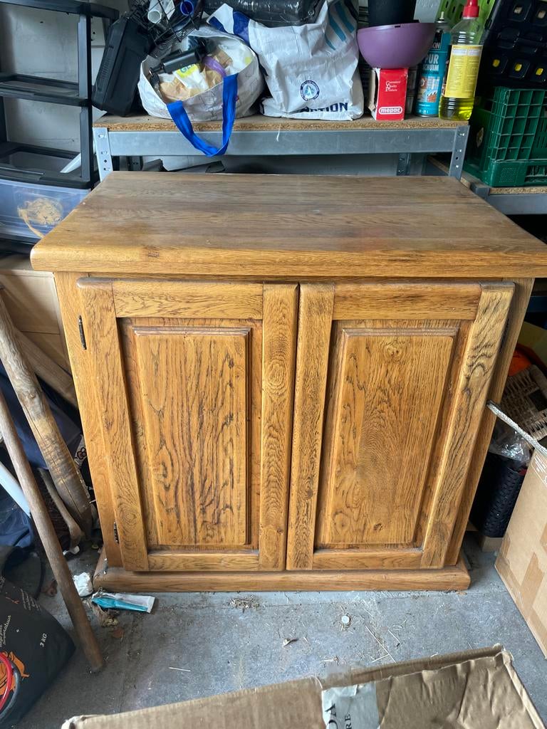 Massief eiken televisiekast - 86x56x81 cm, Ophalen, Gebruikt, Eikenhout, 50 tot 100 cm