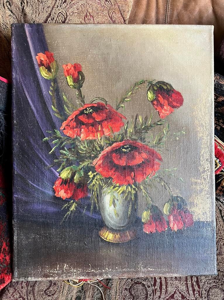 Oud Olieverf Schilderij , Geschilderd op Doek, Antiek en Kunst, Kunst | Schilderijen | Klassiek, Ophalen of Verzenden