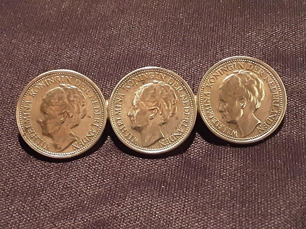 Zilverwerk Wilhelmina 10 cent broche, Ophalen, 4 tot 7 cm, Gebruikt, Zilver
