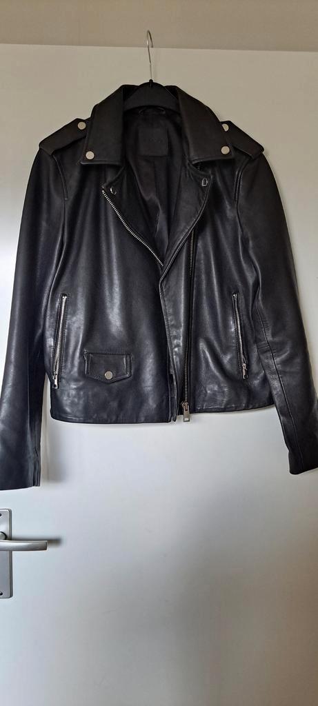 Stoere leren jas maat L, Kleding | Dames, Jassen | Winter, Zo goed als nieuw, Zwart, Ophalen of Verzenden