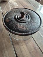 Landelijke glazen trommel met rustieke houten deksel, Antiek en Kunst, Ophalen