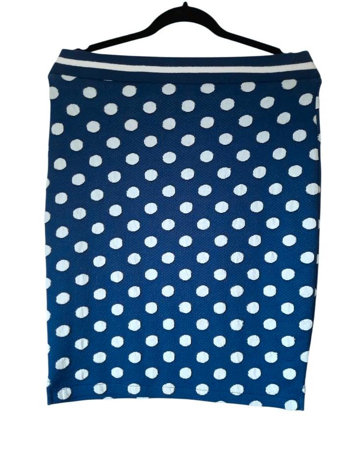 🌿 Josephine & Co Stippen Rok Stretch maat 38, Kleding | Dames, Rokken, Zo goed als nieuw, Maat 38/40 (M), Blauw, Boven de knie