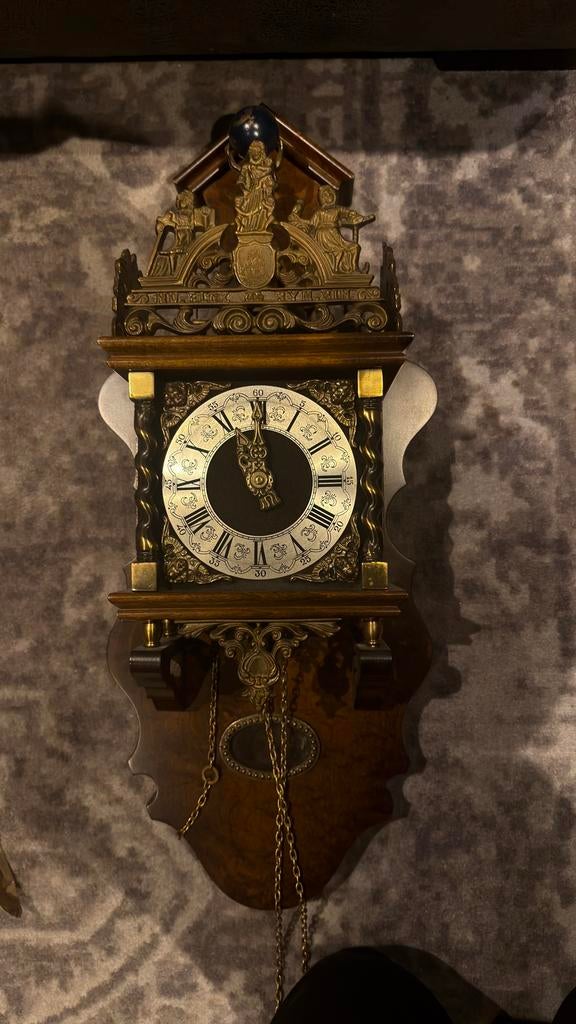 Antieke Zaanse Klok 'Nu Elck Syn Sin' - Werkend, Ophalen