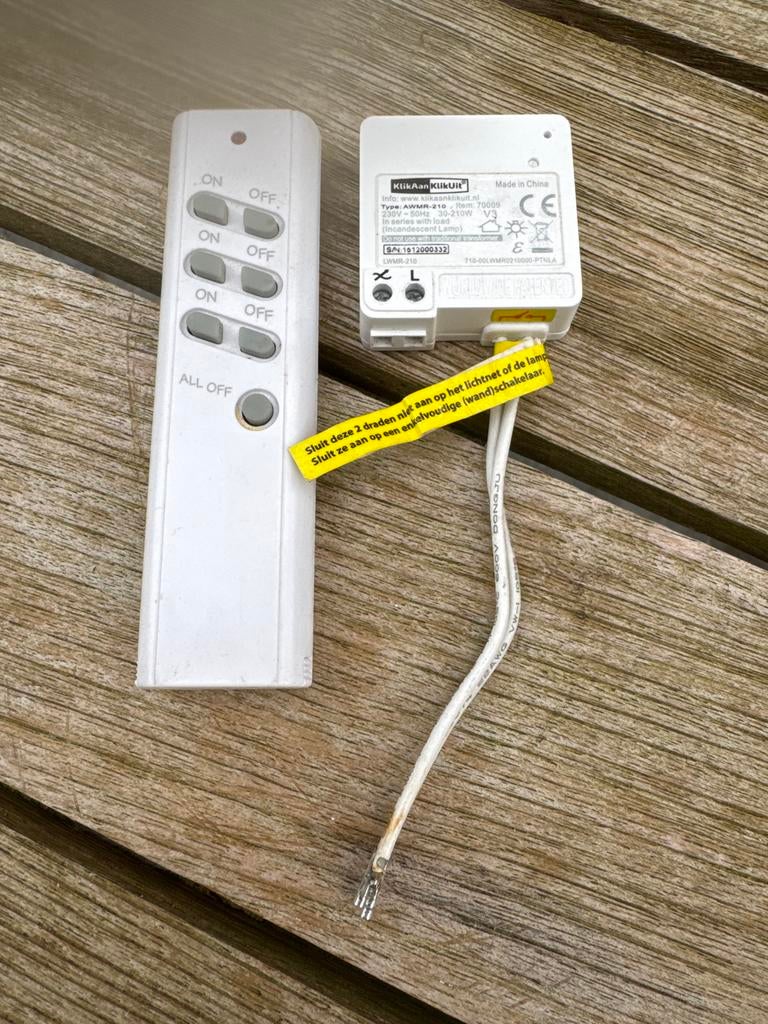 Klik aan Klik uit schakelaar met afstandsbediening, Ophalen of Verzenden, Gebruikt