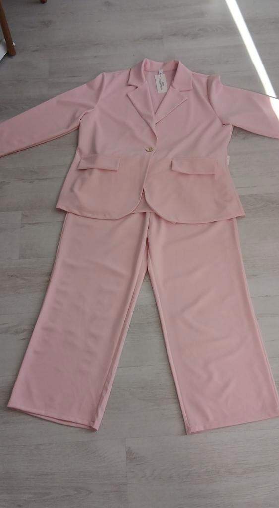 Nieuw  2 delig pak maat 44/46, Kleding | Dames, Jasjes, Kostuums en Pakken, Nieuw, Kostuum of Pak, Maat 42/44 (L), Roze, Ophalen of Verzenden