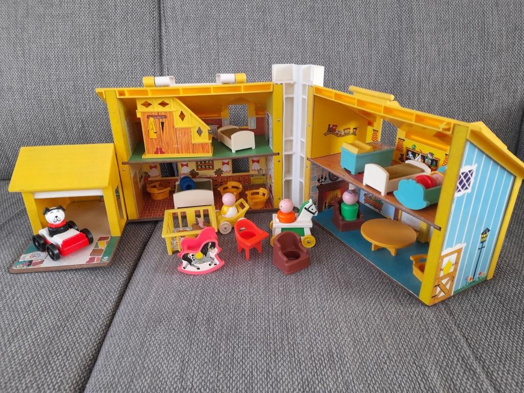 Vintage Fisher Price speelhuis compleet, Ophalen of Verzenden, Gebruikt, Speelset