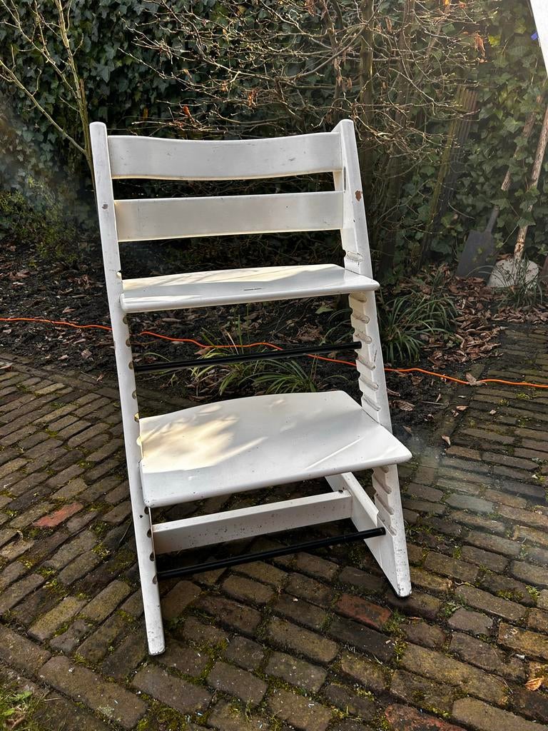 Witte Trip Trap Stoel (Stokke) - Meegroeistoel, Kinderen en Baby's, Kinderstoelen, Ophalen of Verzenden, Gebruikt, Meegroeistoel