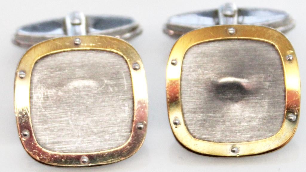 Paar Schitterende Bicolor Zilveren Manchetknopen, Ophalen of Verzenden, Zo goed als nieuw, Zilver, Verguld