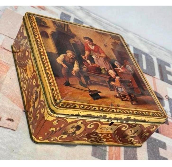 Oud Antiek Blik Demaret Chocola De Loose 1950 met slot, Verzamelen, Blikken, Zo goed als nieuw, Overige, Ophalen of Verzenden