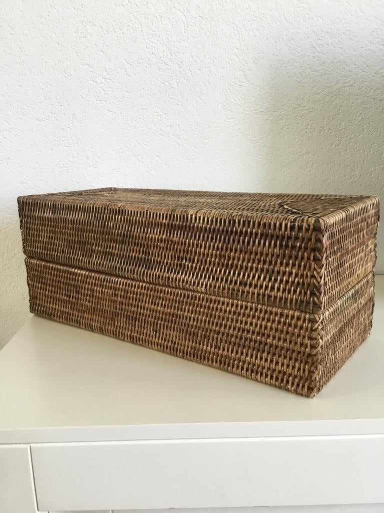 Birma riet mand met deksel 50x20x20 cm Tekst lezen!!, Gebruikt, Mand, Ophalen of Verzenden, Riet