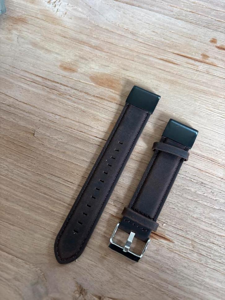 Strap-It Leren Bandje voor Garmin Fenix 5/6/7/Epix Pro, Telecommunicatie, Wearable-accessoires, Zo goed als nieuw, Bandje, Ophalen of Verzenden