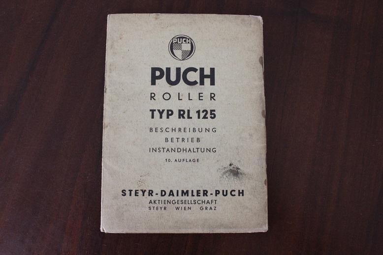 Puch RL125 1954 Roller scooter beschreibung instructie boek, Motoren, Ophalen of Verzenden, Overige merken