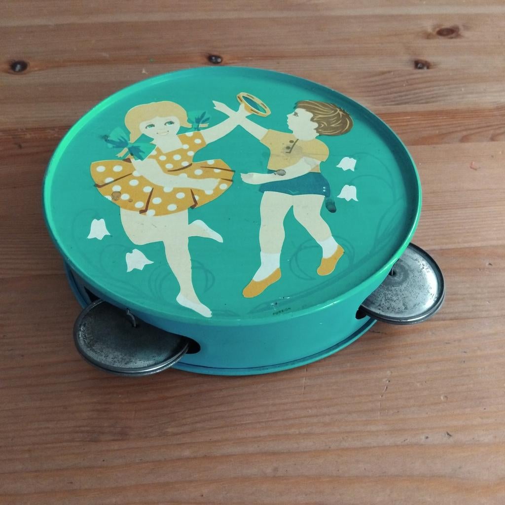 Blikken speelgoed tamboerijn, Ophalen of Verzenden