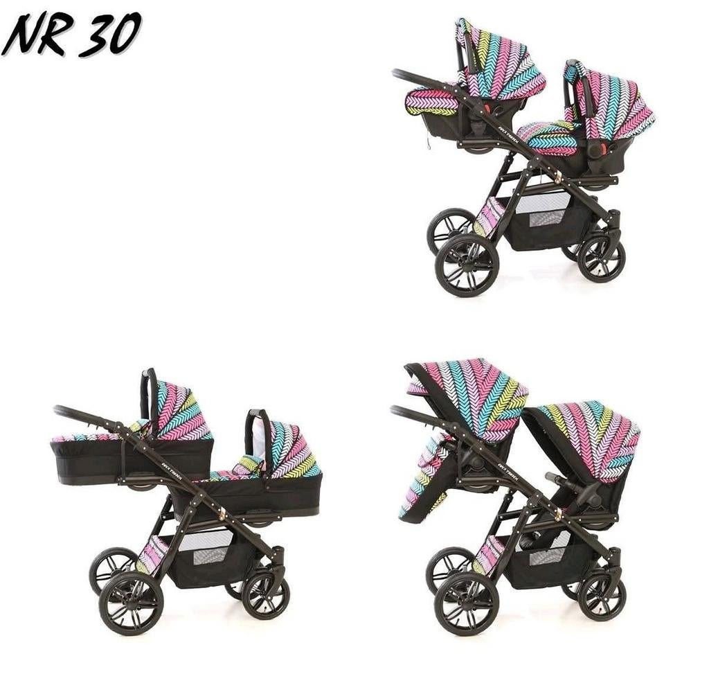 Opzoek naar een tweeling duo wagen 3 in 1, Zo goed als nieuw, Combiwagen, Verstelbare duwstang, Ophalen