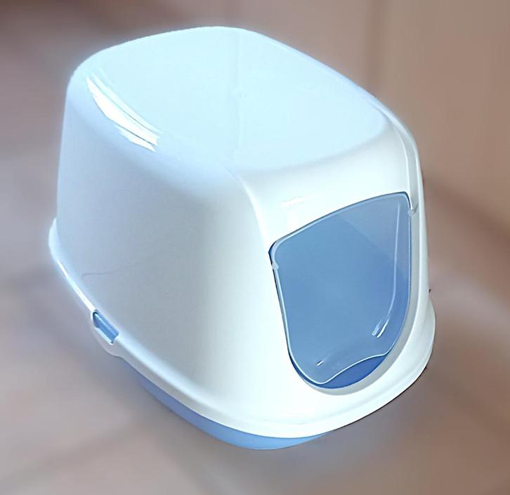 Kitten kattenbak Savic Duchesse -wit-blauw- 44x35x32 cm, Dieren en Toebehoren, Kattenbakken, Gesloten, Ophalen of Verzenden