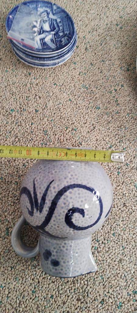 Vintage Aardewerk Pot West Germany - Blauw Decor, Ophalen of Verzenden