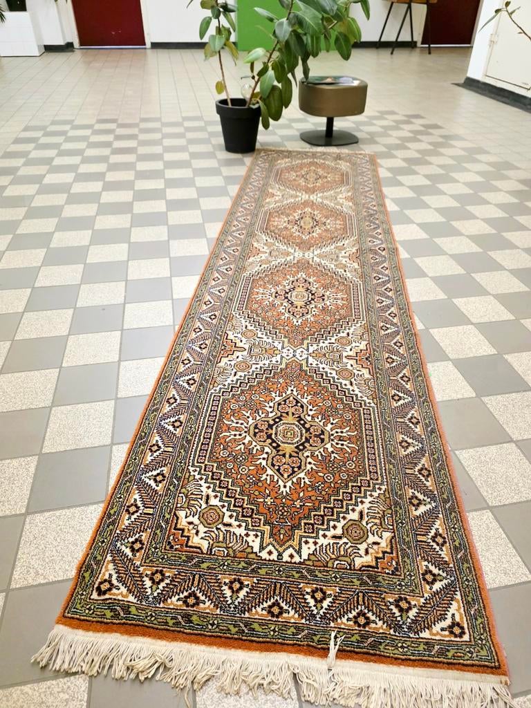 9644: Vintage Turkish Saray "Soylu" Runner Rug - 100% Wool -, Gebruikt, 200 cm of meer, Rechthoekig, 50 tot 100 cm