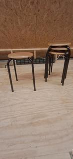 Set van 4 krukjes met houten zitting, Ophalen of Verzenden