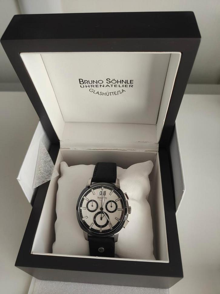 Bruno Söhnle Facetta horloge, Sieraden, Tassen en Uiterlijk, Horloges | Heren, Zo goed als nieuw, Overige merken, Staal, Leer