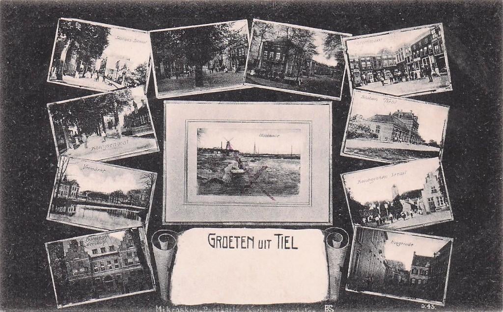 Tiel - groeten uit 11-kaart (oud), Ophalen of Verzenden, Voor 1920, Ongelopen, Gelderland