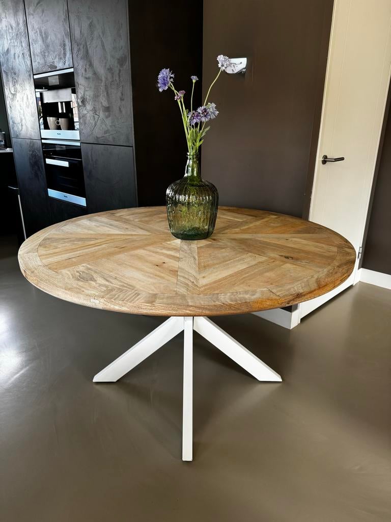 Rivièra Maison, ronde eettafel 140 cm, Huis en Inrichting, Tafels | Eettafels, Ophalen, 100 tot 150 cm, Rond, Zo goed als nieuw