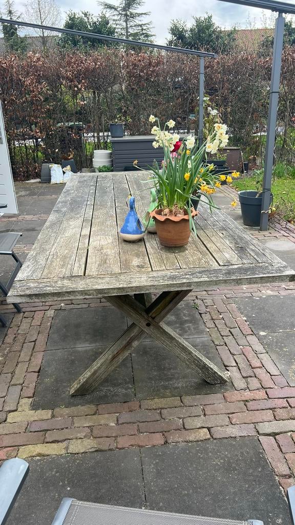 Harthouten tuintafel, Tuin en Terras, Ophalen, Gebruikt, Rechthoekig, Hout