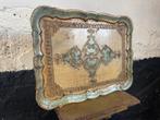 Vintage Florentijns Venetiaans dienblad goud blauw, Ophalen of Verzenden, Gebruikt, Rechthoekig, Overige materialen