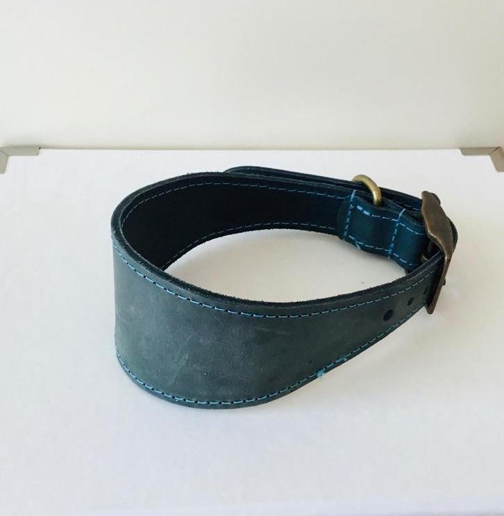 Leren hondenhalsband windhond blauw, Dieren en Toebehoren, Hondenhalsbanden en Penningen, Zo goed als nieuw, Ophalen of Verzenden
