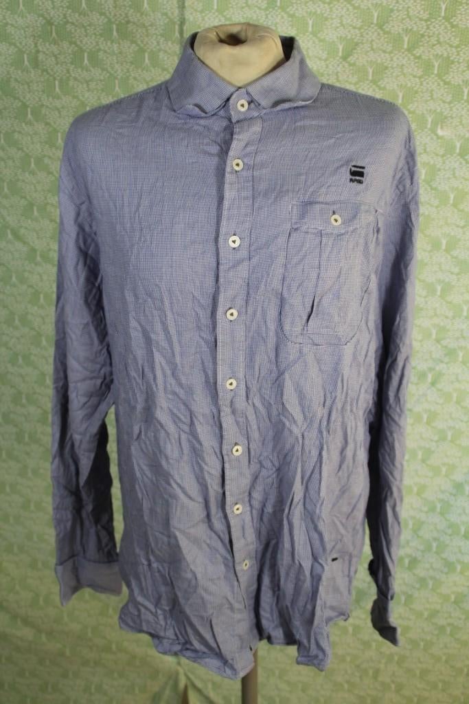 Net blauw-wit herenoverhemd.Katoen, stretch.Mt XL.G-Star, Kleding | Heren, Overhemden, Blauw, ., Ophalen of Verzenden, Zo goed als nieuw