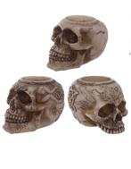Griezelige Schedel Waxinelichthouder - Halloween Decoratie, Ophalen of Verzenden, Nieuw, Versiering, Halloween of Griezel
