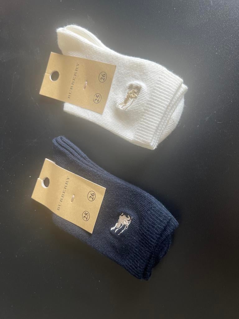 Nieuwe Burberry sokken maat 25/26 - blauw & roomwit, Ophalen of Verzenden, Nieuw, Jongen of Meisje, Sokken