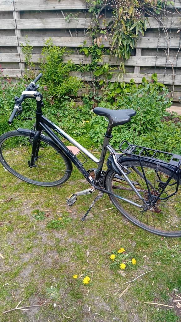 Hybride Trekfiets, 28 inch, Velgrem, Meer dan 20 versnellingen, Ophalen