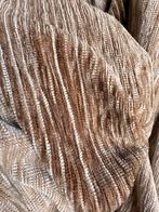 Vintage / retro velours / chenille gordijn  215 br x 205 h, Gebruikt, Bruin, 200 cm of meer, Vintage, retro, jaren 70
