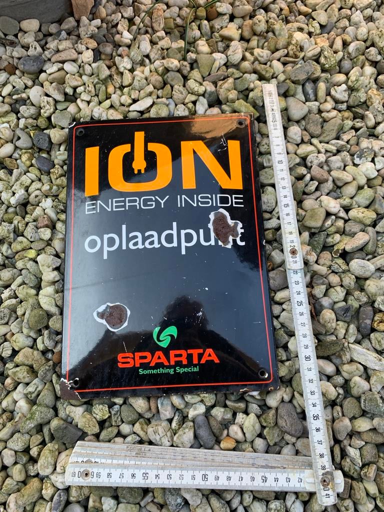 Vintage Sparta ION Oplaadpunt Emaille Bord, Ophalen of Verzenden