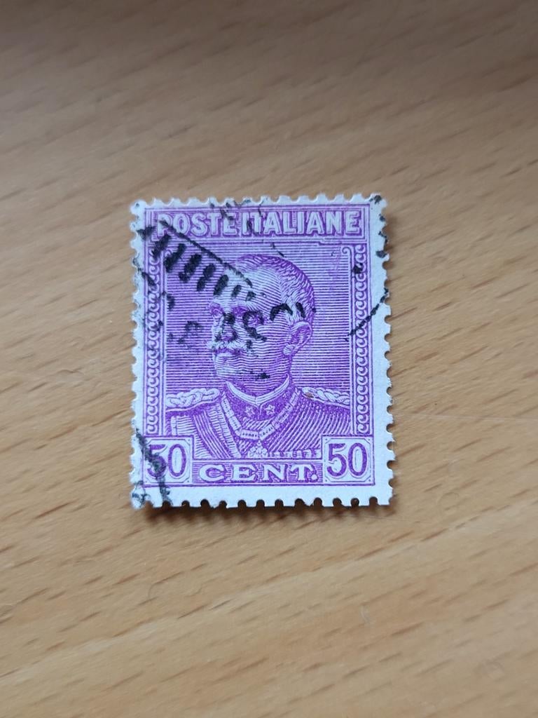 Postzegel Italië Victor Emanuel III 50 Cent, Ophalen of Verzenden, Gestempeld