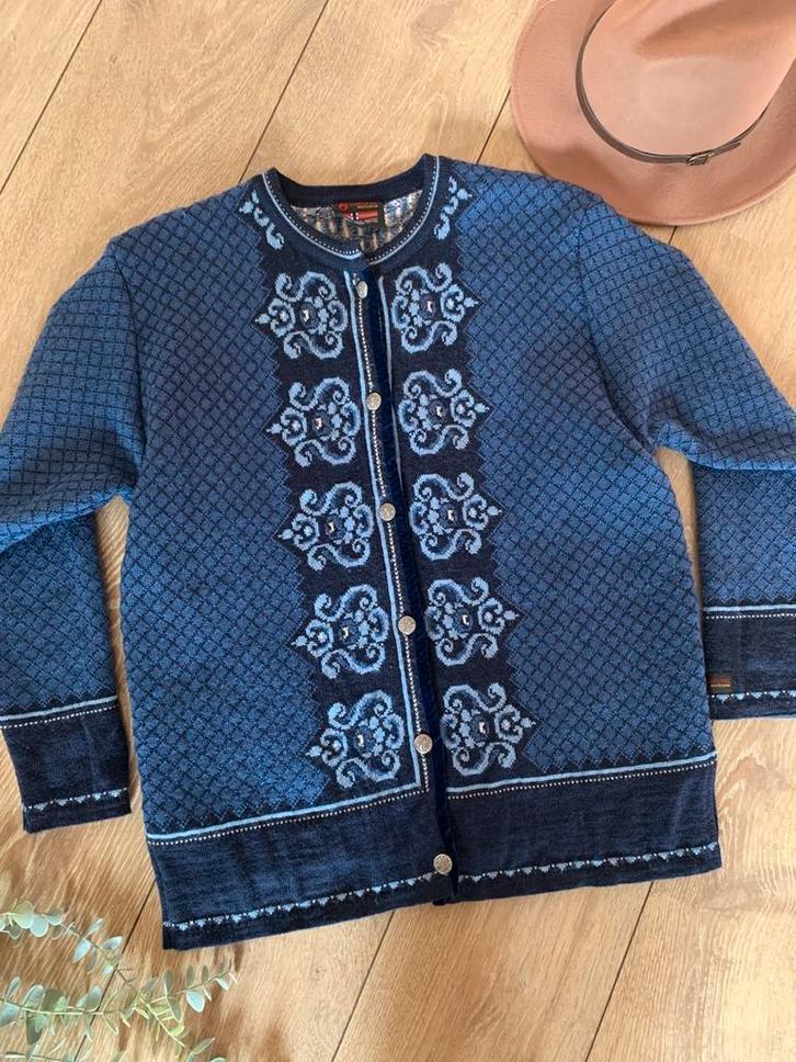 Gjestal Norway wollen vest L bohemian wool cardigan, Kleding | Dames, Truien en Vesten, -, Blauw, -, Maat 42/44 (L)
